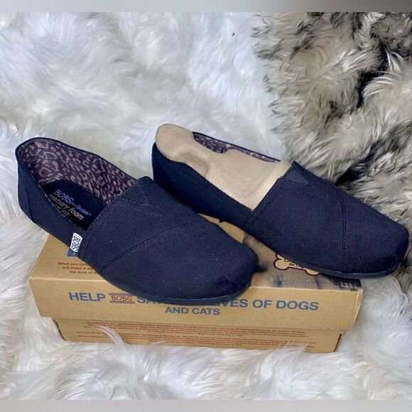 Skechers BOBS Peace & Love Black Canvas Slip-On Shoes Womens Size 9.5/39.5U wide - Picture 3 of 11